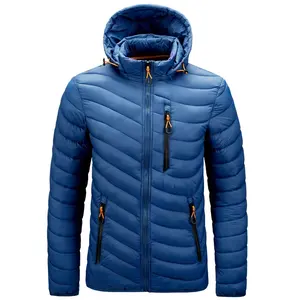 Logo personalizzato Outdoor leggero caldo uomo Nylon con cappuccio inverno Bubble Puff piumino piumino con cappuccio