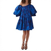 Robe ample en lin lavable et écologique, imprimé floral vintage personnalisé, asymétrique à une épaule, froncée et patchwork, pour femme, idéale pour les vacances