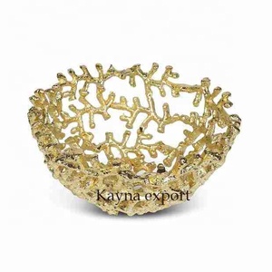 Aluminum <b>Gold</b> Plated Color Enamel Modern Luxury Fruits Serving <b>Bowls</b> Sale Wedding Party <b>Decorative</b> Fancy <b>Gold</b> Finished <b>Bowls</b> - Product Image 1