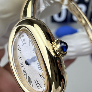 นาฬิกาข้อมือทรงรีดีไซน์หรูหราสไตล์ฝรั่งเศสใหม่ล่าสุดสำหรับผู้หญิง ชุบทอง 18K ตัวเรือนสแตนเลสสตีล ควอตซ์ นาฬิกาข้อมือสุดหรู - Product Image 5