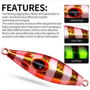 30g 40g 60g 80g 100g 120g leurre lumineux leurres de pêche à la traîne gros gibier pêche lueur dans l'eau salée sombre leurre de pêche en métal - Product Image 6