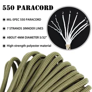 Mini cuerda de paracaídas de nailon, 2mm, 3mm, 5mm, 6mm, 8mm, supervivencia, 550, 750, Paracord, 1000 pies, accesorios