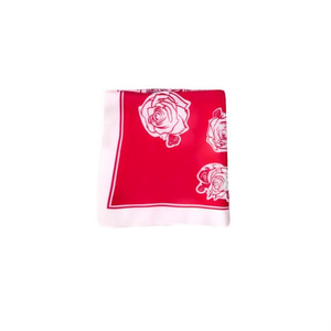 Écharpe carrée à motif de roses 70x70 cm, accessoire de mode en soie pour femmes et hommes - Product Image 1