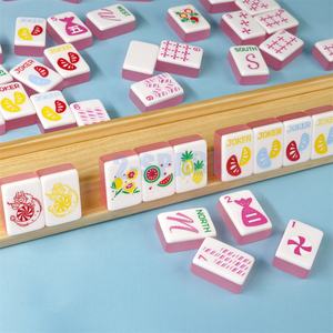 Jeu de Mahjong Western multicouche personnalisé avec <span class=keywords><strong>Joker</strong></span> Rose Orange Violet Vert Amérique Mahjong - Product Image 6