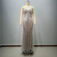 Robe longue moulante sans bretelles, ornée de perles et de paillettes, pour femmes, robe de soirée