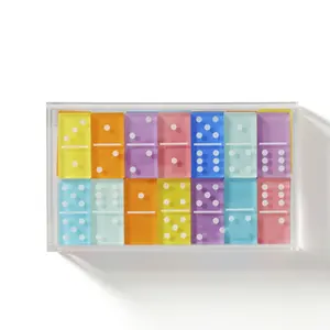 Nhà Sản Xuất Bộ Trò Chơi Khối Domino Bằng Acrylic Màu 28 Gói Tùy Chỉnh Trò Chơi Domino Lật Đổ Bằng Acrylic Quà Tặng Cho Trẻ Em