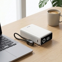PD 20W Support de charge rapide en gros universel électronique grande capacité centrale LCD Mini batterie externe 20000mAh avec câble
