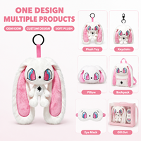 Porte-clés personnalisé en peluche lapin blanc à longues oreilles, pendentif de sac en peluche lama mignon de dessin animé pour cadeau de vacances, décoration intérieure, faible MOQ, OEM, ODM
