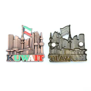 Wholesale Custom Design Zinc Alloy Kuwait Souvenir Tourist Metal 3D Refrigerator Fridge Magnet