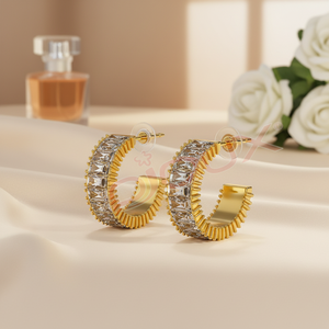 ALLISON Women's Golden 16mm Gold Plated <b>Earrings</b> Hypoallergenic <b>Stud</b> - Product Image 3