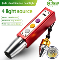 Lampe torche d'identification de jade DUNFBIRD JY36F-4 à tête en acier, lumière blanche, jaune, UV 365nm 395nm, pour inspection de pierres précieuses et bijoux