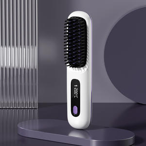 Brosse lissante pour cheveux rechargeable sans fil, ions négatifs, brosse chauffante, peigne démêlant pour cheveux bouclés et volumineux - Product Image 2