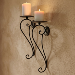 Elegant Vine Design Wrought <b>Iron</b> Wall Candle Sconce Decorative Candelabra Metal Pillar Candle Holder for Wedding Home - Product Image 1