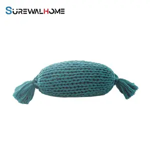 SUREWALHOME a forma di caramella cuscino decorativo a maglia cuscino decorativo in corallo intrecciato per divano divano camera da letto soggiorno