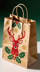 Bolsa de Papel para Regalo con Asa, para Envasado Industrial, Color Marrón, para Navidad, Venta al Por Mayor - Product Image 3