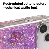 Étui en TPU personnalisé avec paillettes dégradées rose et violet, fleurs en 3D, luxe, antichoc pour 12-17 Pro Max, fabricant direct