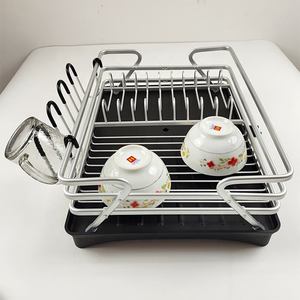 アルミシンク皿ラック皿水切りラックキッチンシンク皿乾燥ラック水切りセット付き - Product Image 2