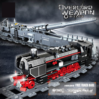 Ensemble de jouets d'ingénierie à collectionner enfant STEM projets de construction modèle Train ensemble WW2 puissant canon militaire MOC briques de chemin de fer jouets
