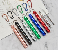 Kit de pailles pliables en acier inoxydable, paille télescopique réutilisable en métal avec ouvre-bouteille