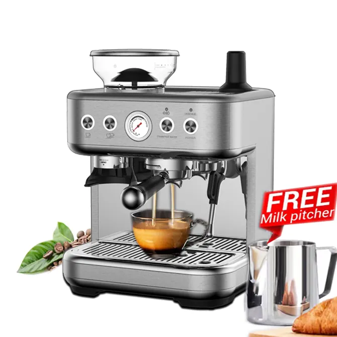 Máy pha cà phê nguyên tử với Máy xay đậu đậu để tách espresso cho nhà hàng Máy pha cà phê với sữa Frother