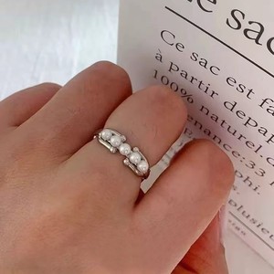 10621 DIY S925 Silver <b>Ring</b> with Empty Holder 4-5mm Round Beads <b>Pearl</b> Accessories Multi Bead Silver <b>Ring</b> - Product Image 1