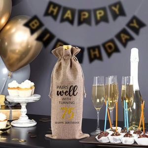 Eco-Friendly Custom Linen Red Wine Bag Recyclable Single Packaging Drawstring for Birthday Christmas Celebrations Gift Stamping - Product Image 1