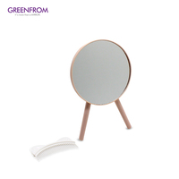Miroir de maquillage debout de table rose populaire personnalisé miroir de courtoisie de bureau de maquillage de cercle avec le peigne