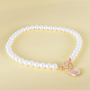 Collar con Colgante de Corazón de Perla, Aleación de Zinc, Diseño Geométrico de Varias Capas, Joyería de Moda, Regalo para Mujer, Estilo Elegante y Sencillo, Instagram - Product Image 4