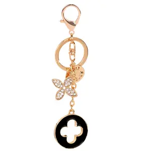 Fashion New Products Four-leaf Clover Keychain Exquisite Metal Car Pendant Advertising Promotion Accessories