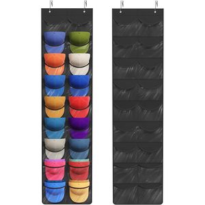 Over The Door Hat Organizer 18 Pockets Clear Deep Hanging Storage For Baseball Caps <b>Coat</b> And Cap Rack With 2 <b>Hooks</b> - Product Image 1