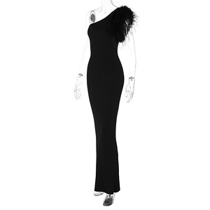 Robe longue asymétrique noire pour femme – Robe de soirée tendance - Product Image 5