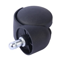 Roulettes pivotantes jumelées noires réglables et durables de 55 mm avec coupelle de 45 mm en PA pour chaise de bureau, capacité de charge 30-35 kg