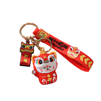 Totoro Lion Dance Maneki Neko porte-bonheur chat porte-clés mignon tigre pendentif caoutchouc dessin animé année Loong poupée sac pendentif Design Original