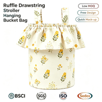 Sac à main suspendu pour poussette avec bord festonné, imprimé mignon, pour rangement de couches, idéal pour les voyages, fabriqué sur mesure