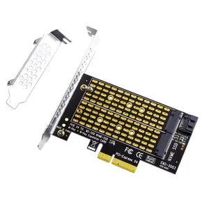 M.2 NGFF至台式机PCIe x4 x8 x16 NVMe SATA双固态硬盘PCI性能快速适配器卡