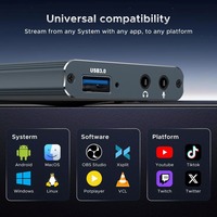 Tarjeta Capturadora de Video USB 3.0 para Juegos en Metal, 1080P 60fps 4K HDTV, Equipo de Transmisión en Vivo con 2 Cables para PC y Laptop