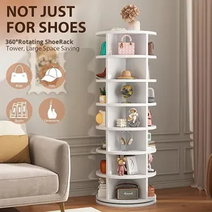 Xoay Giày giá tháp quay 360 độ Carousel nhựa lười biếng Susan hiển thị cho giày & Túi xách tủ quần áo tổ chức - Product Image 3