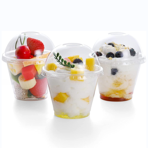 9oz Disposable PET Clear Plastic Cups For Party Coffee Yogurt Cake Dessert Milkshake Ice Cream Cold Drink Plastic Cup With Lids