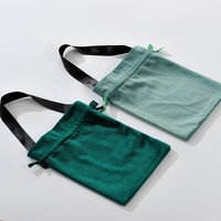 Pochette à bijoux en velours personnalisée écologique avec cordon de serrage, en tissu suédé double face, estampage argenté, pour rangement de colliers et lunettes