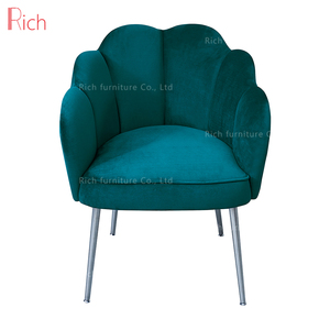 Moderne Fleur Coquille Salle à manger Chaise avec Robuste En Acier Inoxydable Jambes Sarcelle Foncé Velours pour Chambre - Product Image 2