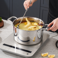 Marmites à soupe et à bouillon modernes de haute qualité en acier inoxydable 304, 28 cm, grande capacité, antiadhésives, avec couvercle en verre trempé, compatibles lave-vaisselle
