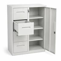 Armoire de classement en acier sécurisée à 4 tiroirs avec porte latérale, rangement multi-compartiments pour hôpital, école et bureau