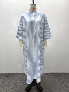 Vestido Casual Africano para Mujer, Talla Grande, Nuevo, a Rayas, con Cuello Camisero y Manga Tres Cuartos, a la Moda - Product Image 6