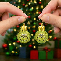 Boucles d'oreilles pendantes Grinch en forme de boule verte, bijoux de Noël tendance pour femme