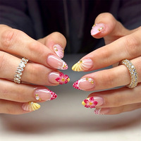 Faux ongles à presser en amande, 30 pièces, vente en gros, logo personnalisé, couverture complète, acrylique, gel souple, design œil de chat français, kit de nail art, fournisseur