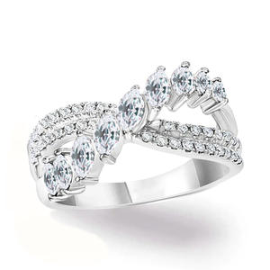 Anillo de Zafiro con Diseño de Corona T0561 para Mujer, Corte Marquesa, Piedra Preciosa Natural, Engaste Pavé, Anillos de Moda para Boda - Product Image 3