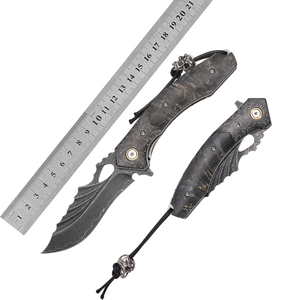 Couteau Damas VG10 haut <span class=keywords><strong>de</strong></span> gamme fait main avec manche en bois, couteau à fruits d'extérieur avec étui en cuir, cadeau pour homme - Product Image 4