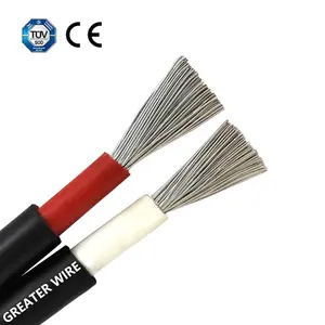 Aprobación TUV Cable de cobre Resistente a los rayos UV Panel solar DC Cable de alimentación 2,5mm 4mm 6mm 10mm Cable Pv 12 Awg 2000 voltios 500 pies