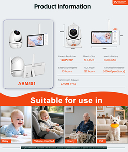Caméra Anicebb pour enfants 720P HD avec audio bidirectionnel, détection de mouvement, vision nocturne, fonction panoramique/inclinaison et lecteur de berceuses - Product Image 3