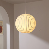 Lampe suspendue en tissu imitation soie côtelé vertical rond, luminaire suspendu en fer pour salle à manger, chambre, café, décoration intérieure Wabi Sabi